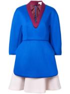 Delpozo Colour Block Dress, Women's, Size: 38, Blue, Viscose