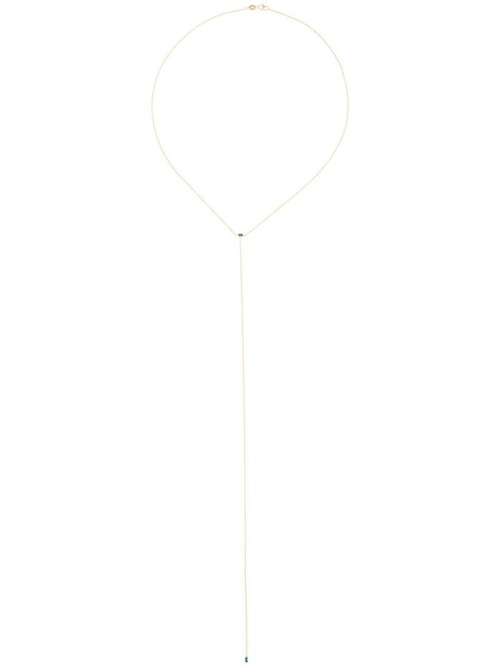 Lizzie Mandler Fine Jewelry 18k Gold And Emerald 'floating' Lariat Necklace, Women's, Metallic