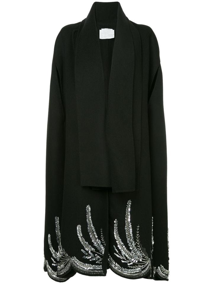 Oscar De La Renta Crystal Flower Cape - Black