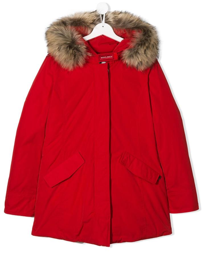 Woolrich Kids Teen Hooded Down Coat - Red