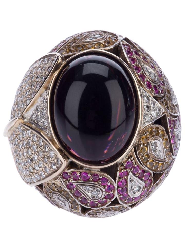 Athena Pink Sapphire And Diamond Robeline Ball Ring, Women's, Size: 7.5, Pink/purple, Gold