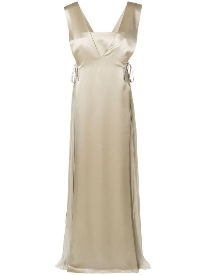 Alberta Ferretti Sleeveless Pleated Panel Gown - Neutrals