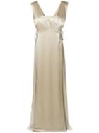 Alberta Ferretti Sleeveless Pleated Panel Gown - Neutrals