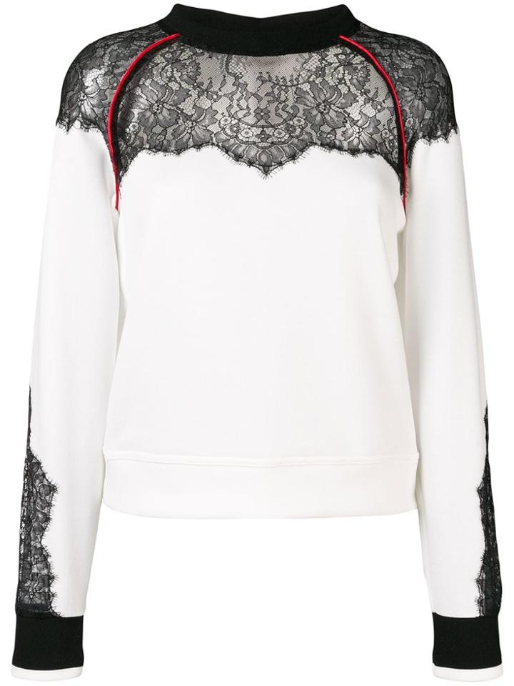 Pinko Lace Panel Sweatshirt - White