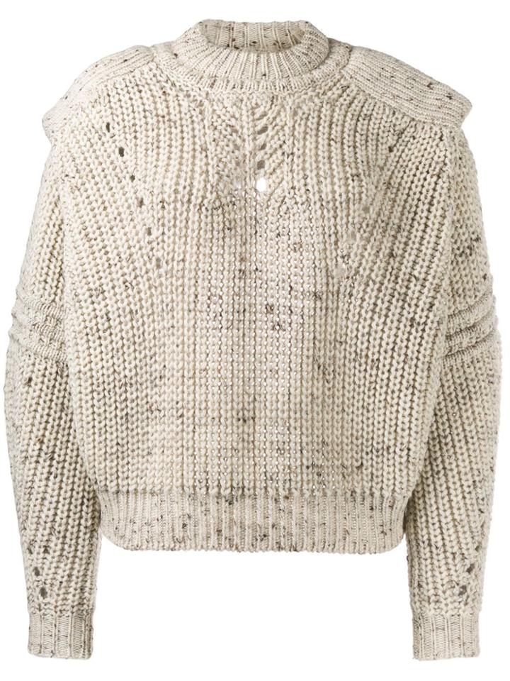 Isabel Marant Chunky Knit Cut-out Detail Sweater - Neutrals