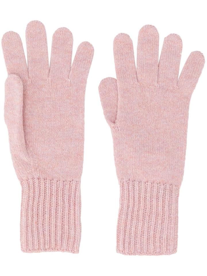 Pringle Of Scotland Ribbed Cuff Gloves - Pink & Purple