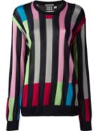 Fausto Puglisi Fine Knit Striped Sweater, Women's, Size: 44, Black, Viscose/polyamide