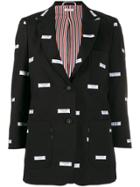 Thom Browne Embroidered Label Blazer - Black