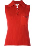 Christian Dior Vintage Sleeveless Ribbed Top, Women's, Size: 40, Red