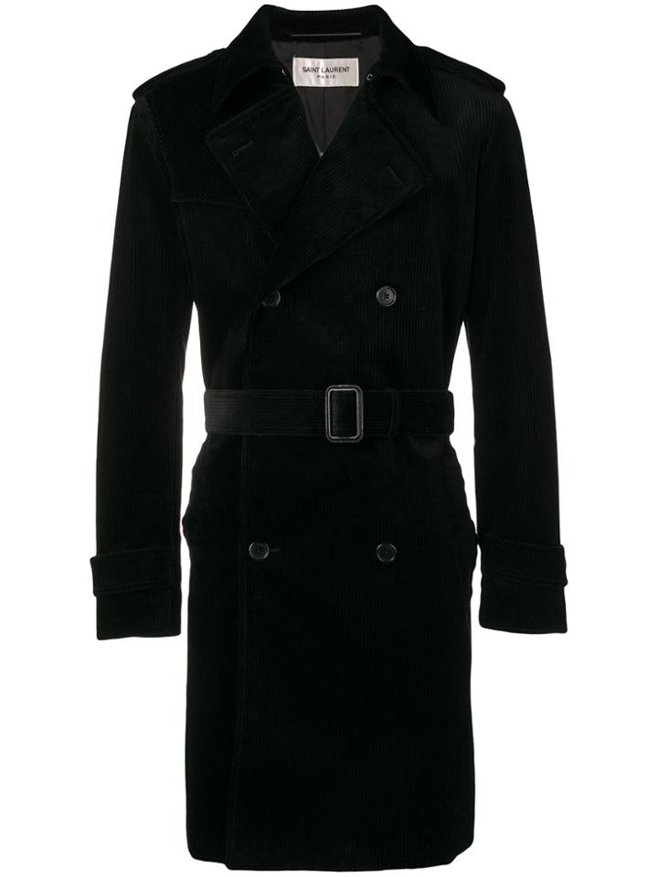 Saint Laurent Corduroy Trench Coat - Black