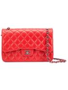 Chanel Vintage Jumbo Double Flap Shoulder Bag, Women's, Red