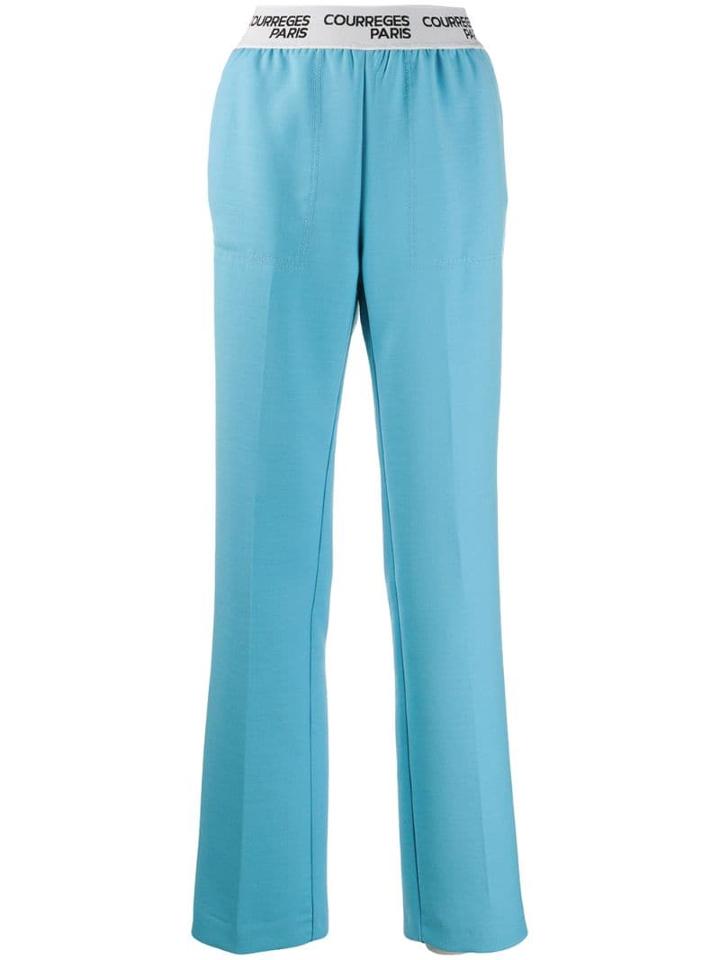 Courrèges High Rise Logo Waistband Trousers - Blue
