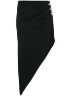 David Koma Ruched Embellished Asymmetric Skirt - Black