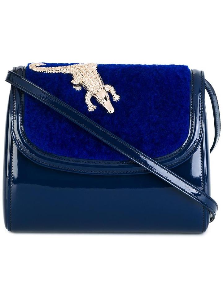 Amélie Pichard Crocodile Detail Shoulder Bag, Women's, Blue