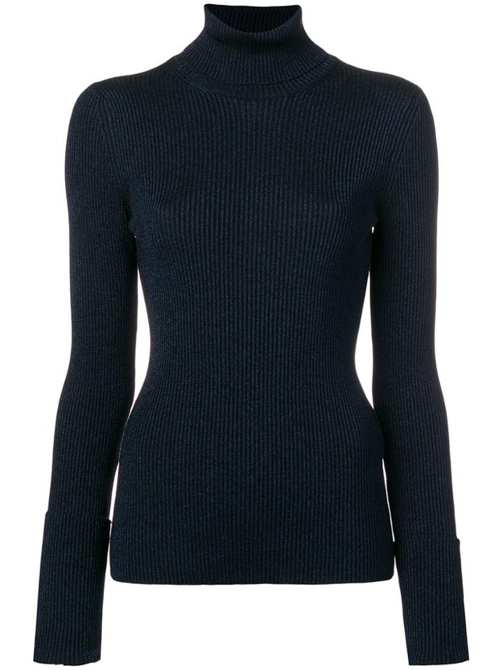 Roberto Cavalli Shiny Roll Neck Sweater - Blue