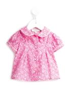 Cashmirino - Printed Puff Sleeve Top - Kids - Cotton - 6 Mth, Infant Girl's, Pink/purple