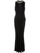 Alexander Mcqueen Jewelled Collar Gown, Women's, Size: 40, Black, Viscose/spandex/elastane