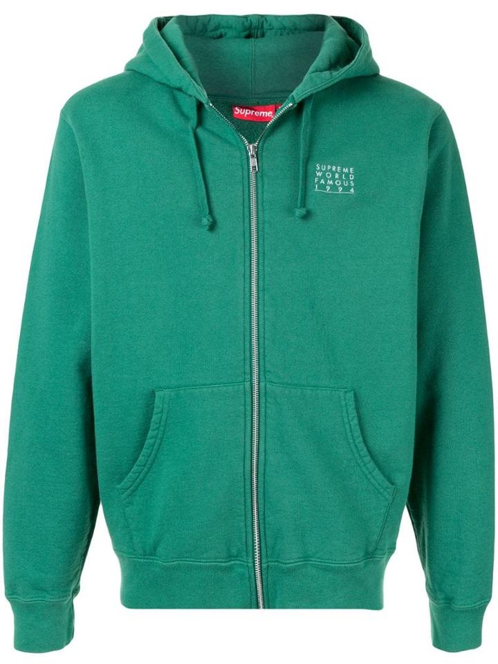 Supreme World Famous Zip Up Hoodie - Green
