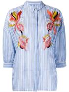 Essentiel Antwerp Embroidered 3/4 Sleeve Shirt - Blue