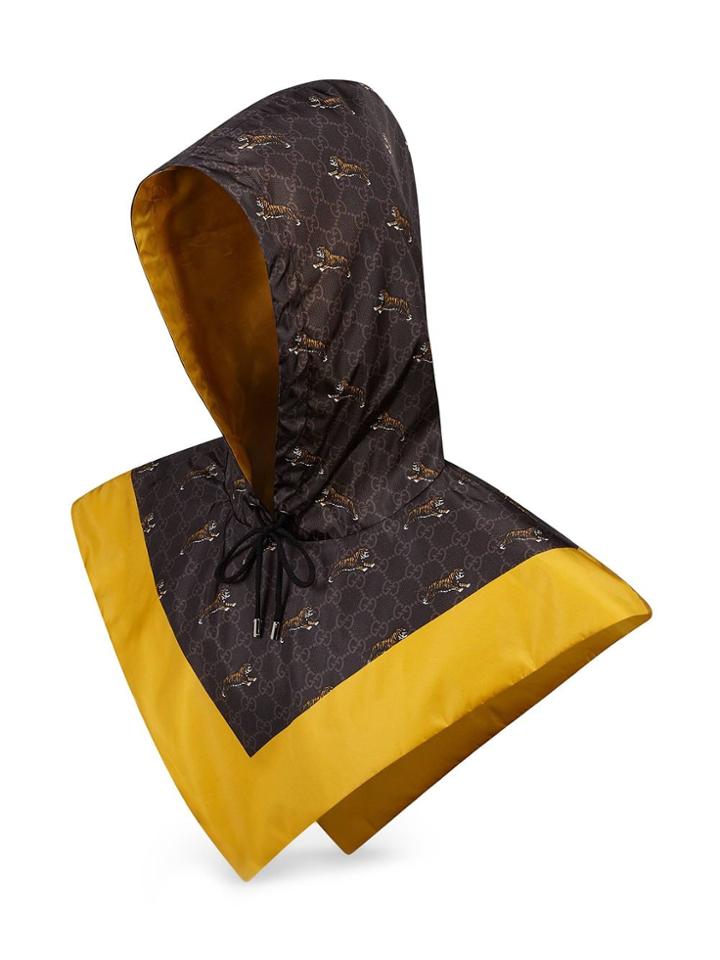 Gucci Gg Tiger Print Hood - Grey
