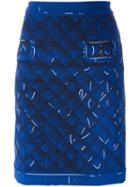 Moschino Trompe-l'oeil Skirt, Women's, Size: 40, Blue, Polyester/rayon/triacetate