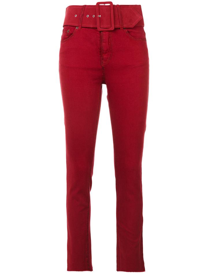 Mm6 Maison Margiela Belted Skinny Trousers - Red