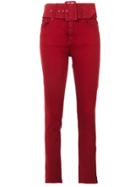 Mm6 Maison Margiela Belted Skinny Trousers - Red