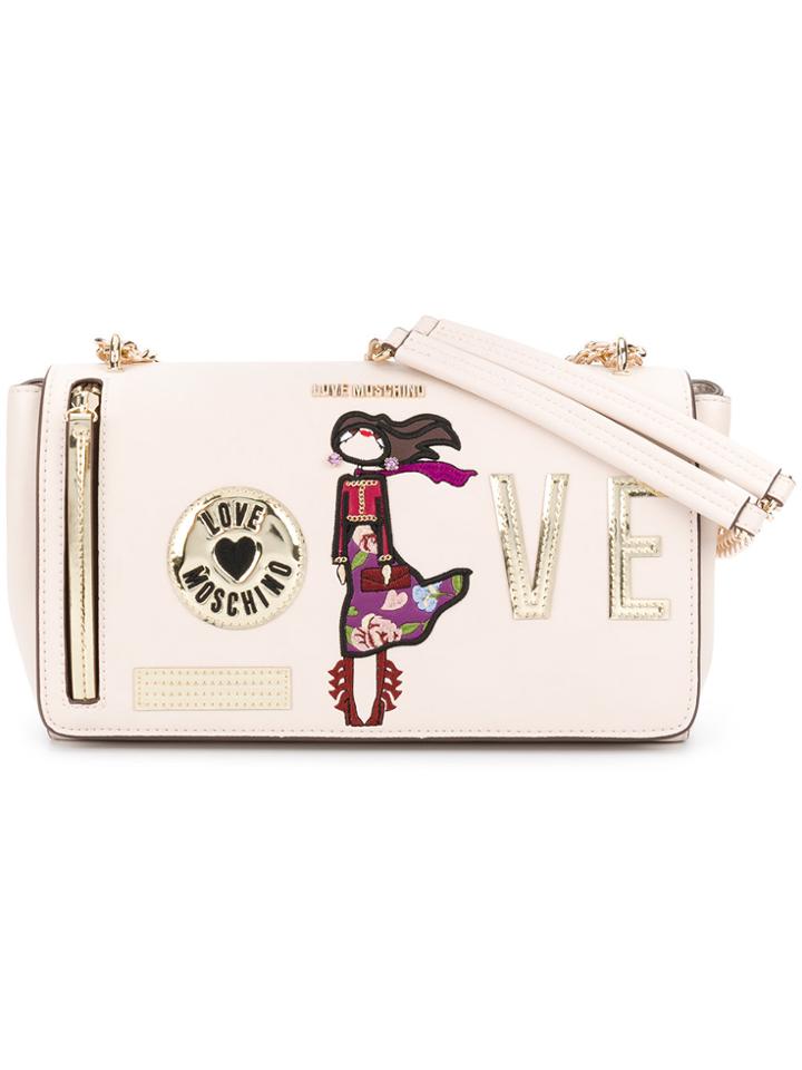 Love Moschino Chained Patches Shoulder Bag - Nude & Neutrals