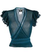 Jean Paul Gaultier Vintage 1990's Sheer Frayed Trimming Blouse - Blue