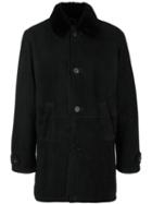 Desa Collection Welt Pocket Buttoned Coat, Men's, Size: 52, Black, Sheep Skin/shearling