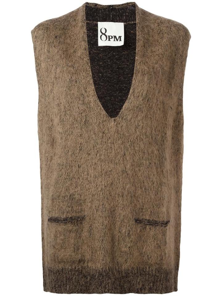 8pm V-neck Sleeveless Vest, Women's, Size: Medium, Brown, Polyacrylic/polyamide/mohair/alpaca
