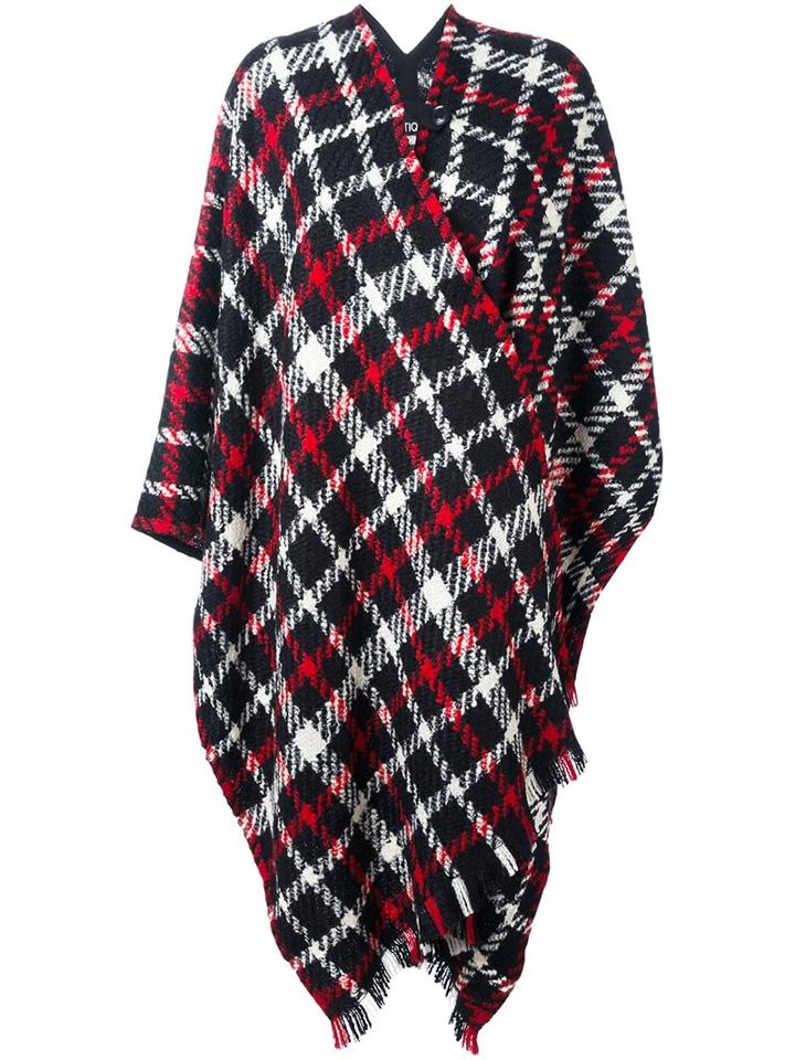Boutique Moschino Plaid Cape, Women's, Black, Polyamide/virgin Wool