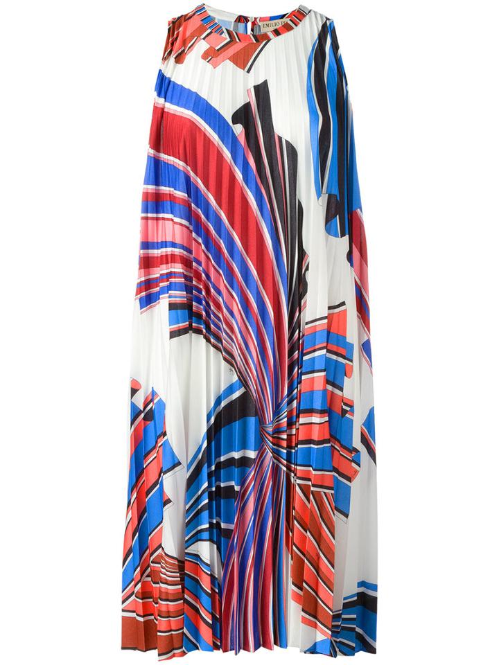Emilio Pucci Printed Pleated Dress, Women's, Size: 42, Polyester/viscose