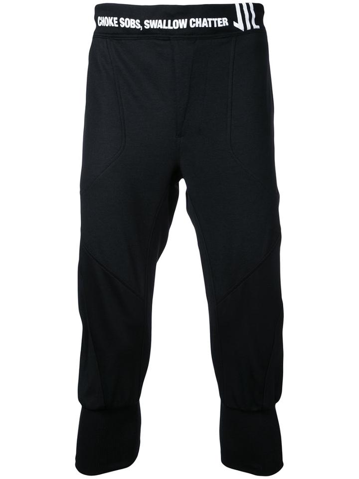 Nil0s - Slogan Waistband Crop Trousers - Men - Nylon/polyurethane/rayon - 2, Black, Nylon/polyurethane/rayon