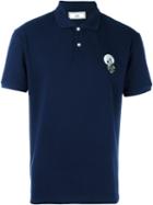 Ami Alexandre Mattiussi Wolf Patch Polo Shirt, Men's, Size: Small, Blue, Cotton