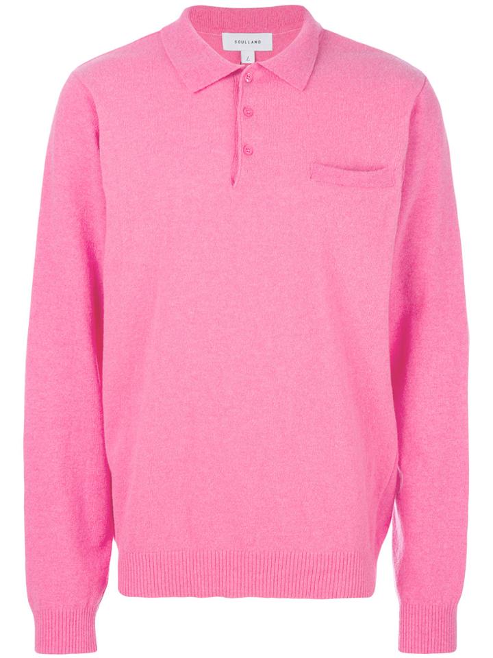 Soulland Fitted Polo Top - Pink & Purple