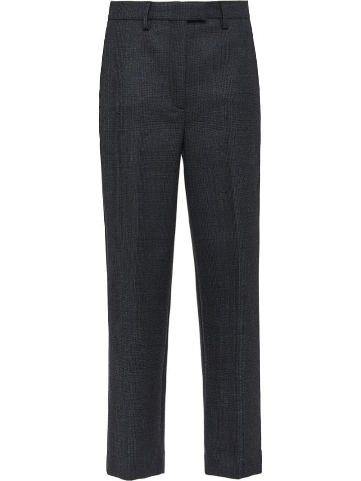 Prada Prince Of Wales Checked Trousers - Grey