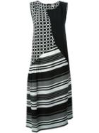 I M Isola Marras Check And Stripe Print Dress, Women's, Size: 46, Black, Viscose