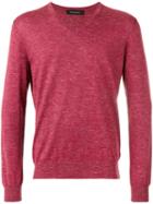 Ermenegildo Zegna - Slub Knit V-neck Sweater - Men - Silk/linen/flax/cashmere - 48, Red, Silk/linen/flax/cashmere