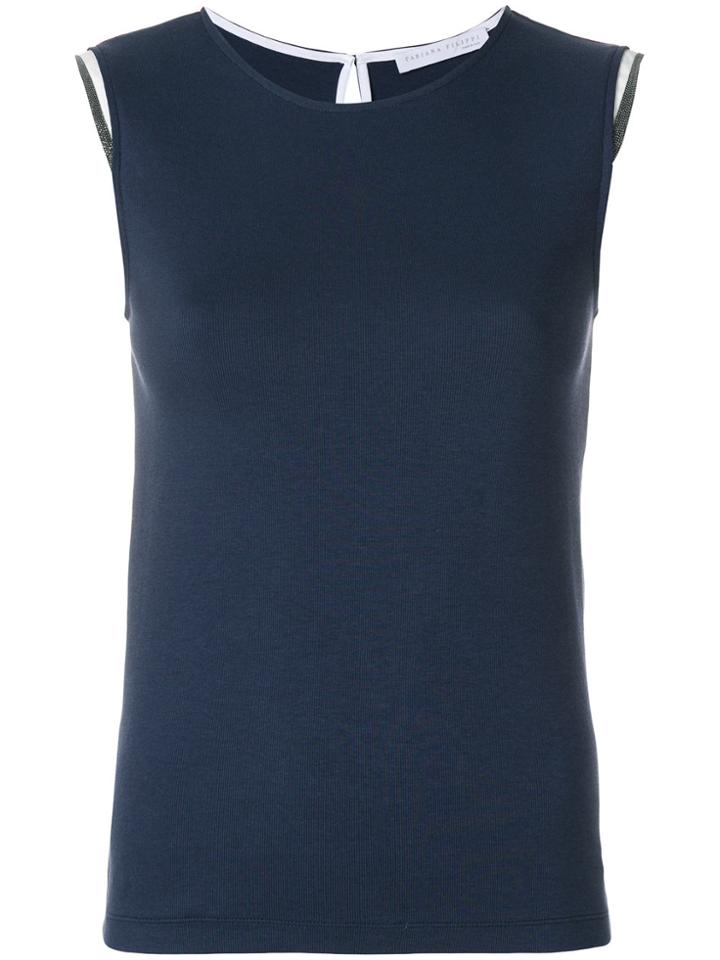 Fabiana Filippi Embellished Sleeve Underlay Top - Blue