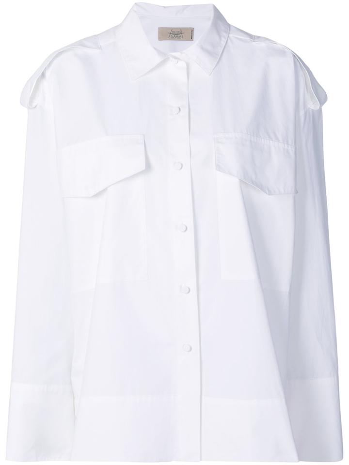 Maison Flaneur Oversized Military Shirt - White