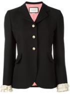 Gucci - Ruffle Detail Jacket - Women - Silk/acetate/wool - 42, Women's, Black, Silk/acetate/wool