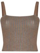 Eckhaus Latta Ribbed Knit Cropped Vest - Brown