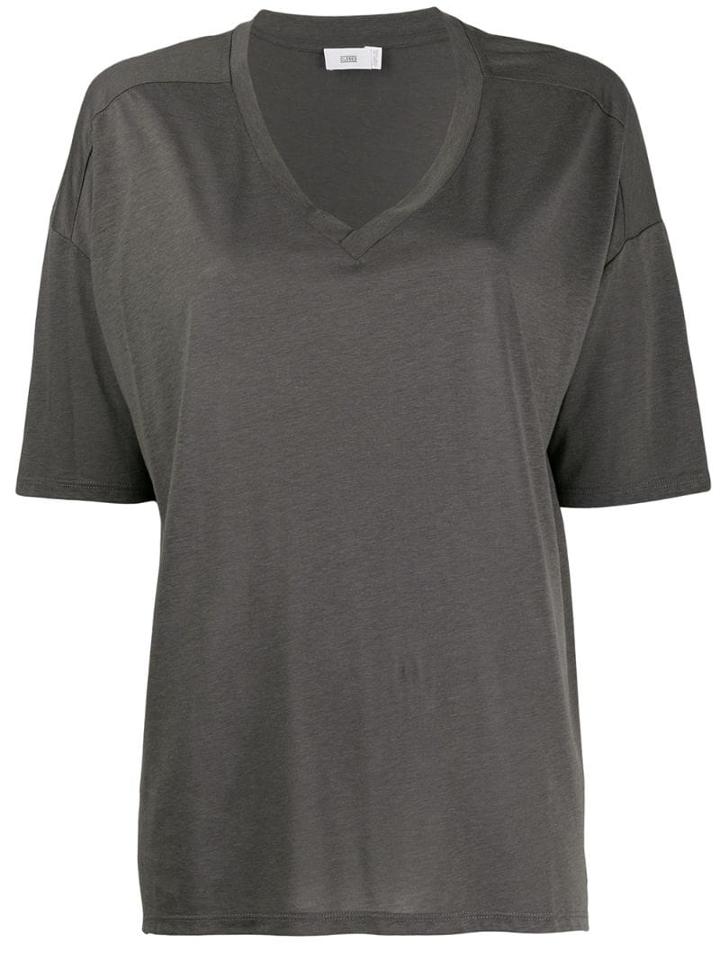 Closed Short-sleeve Flared T-shirt - Green