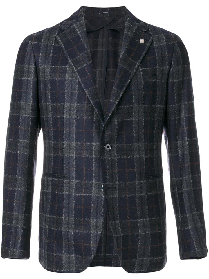 Tagliatore Checked Single Breasted Blazer - Blue