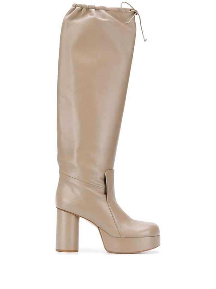 Jil Sander Drawstring Platform Boots - Neutrals