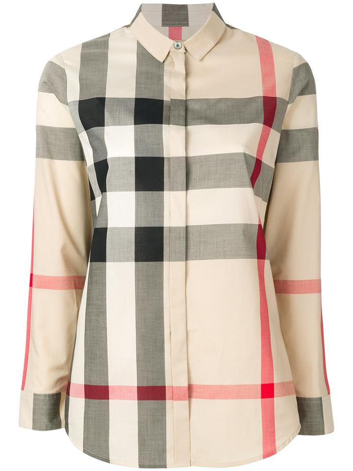 Burberry - Checked Shirt - Women - Cotton - Xl, Nude/neutrals, Cotton