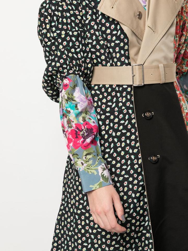 Junya Watanabe Panelled Ruffle-hem Maxi Coat - Multicolour