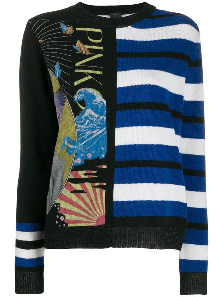 Pinko Stripe And Print Jumper - Black
