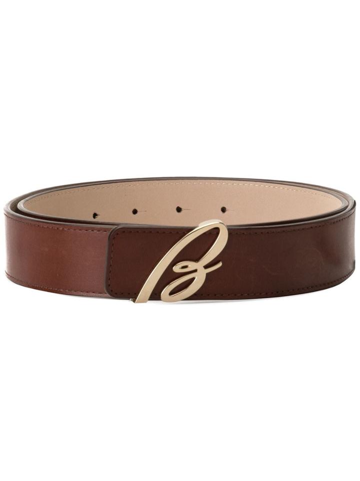 Brioni Logo Plaque Belt - Brown